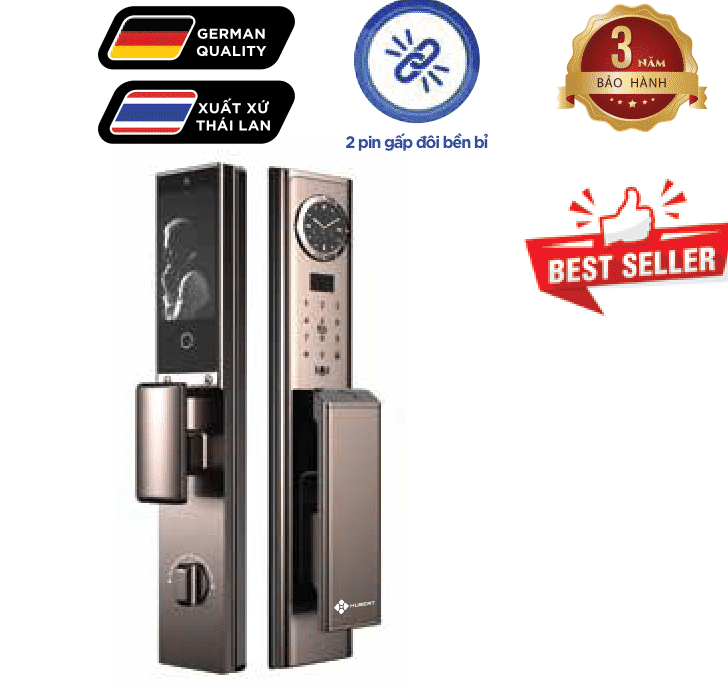Khóa cửa vân tay Hubert HB CG86VF Face ID kép, App wifi 