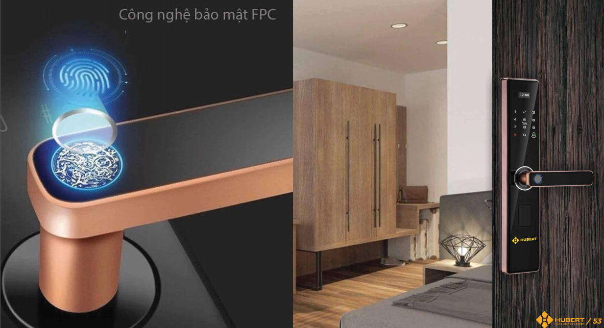 khóa cửa vân tay Hubert HB CG62 Mini App wifi