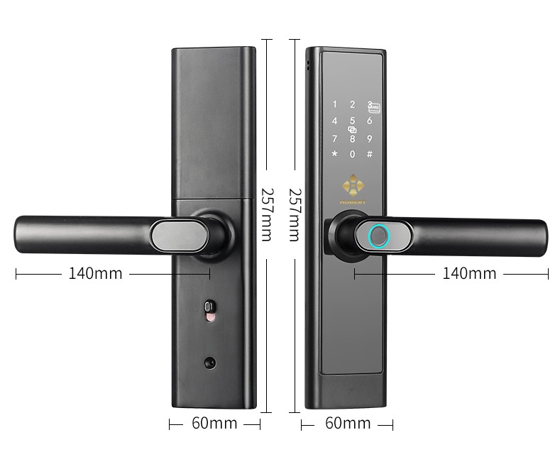 Kích thước khóa cửa nhôm vân tay hubert HB CG39 Black App wifi