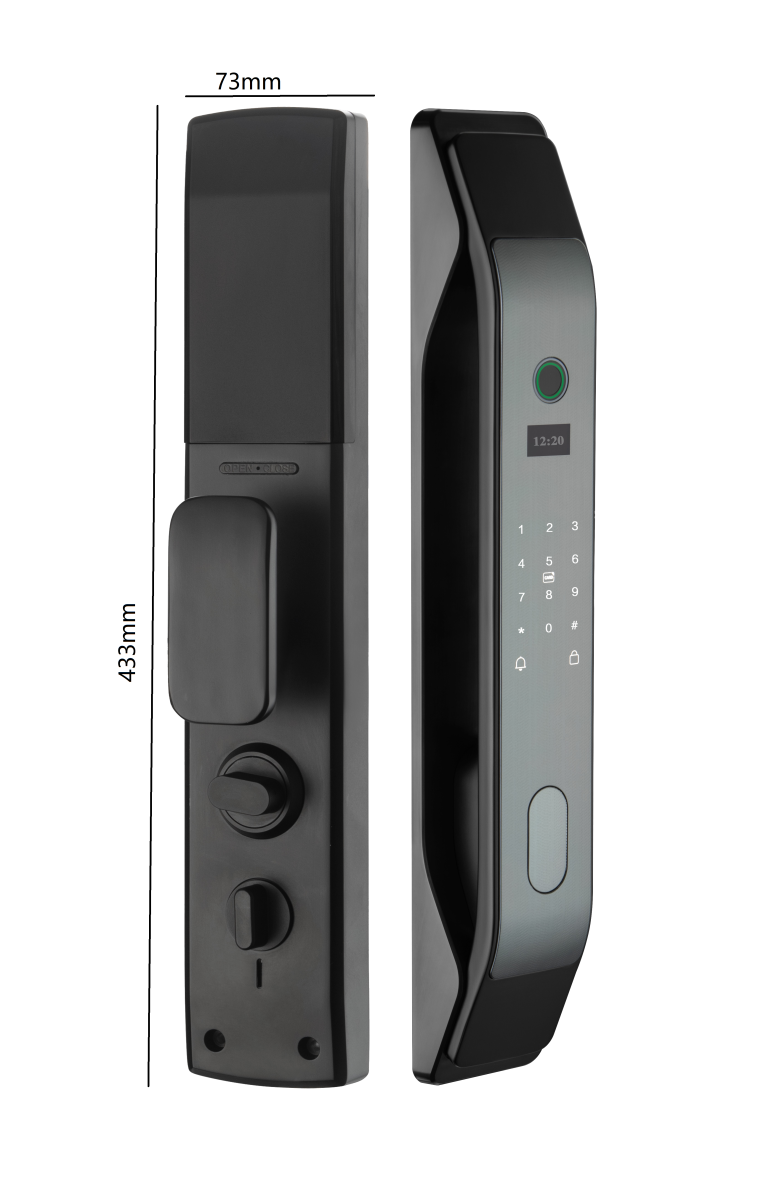 Kích thước khóa cửa nhôm vân tay hubert HB CG68 Dark Grey App wifi