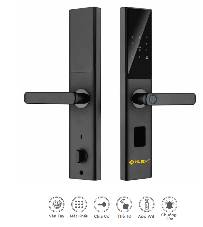 Khoá cửa gỗ Hubert HB CG22 Black App wifi 