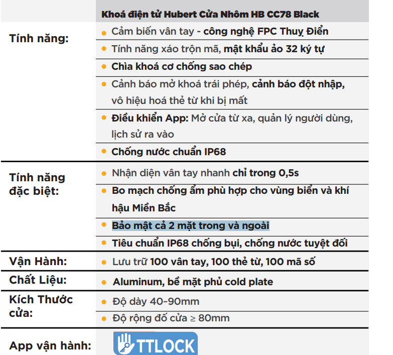 Khoá điện tử cửa cổng  Hubert HB CC78 Black chống nước 